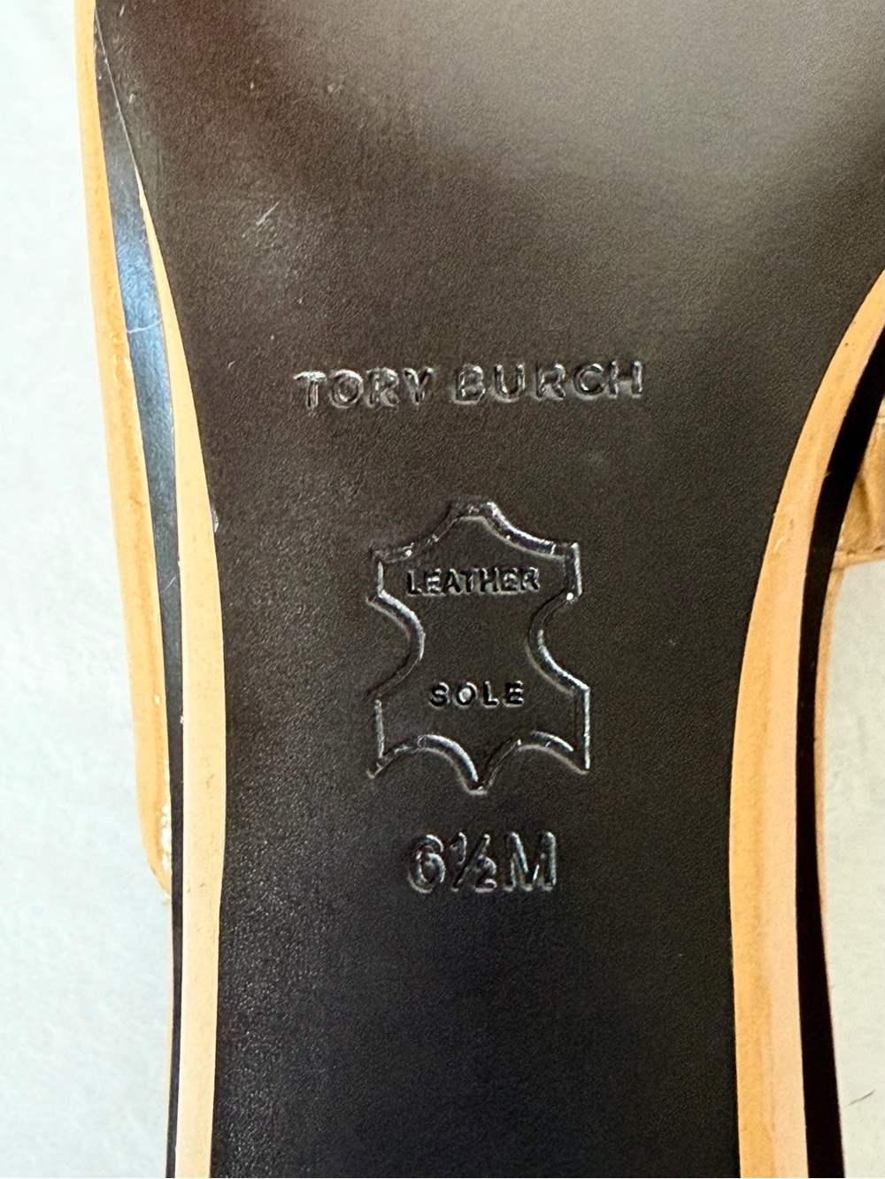 Tory Burch Pierced Mule Wedge, tan patent leather, silver, new in box, 6.5 - Picture 14 of 16